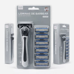 Barbeador Masculino 6 Lâminas + 6 Refis Cartucho Descartável Corte Suave