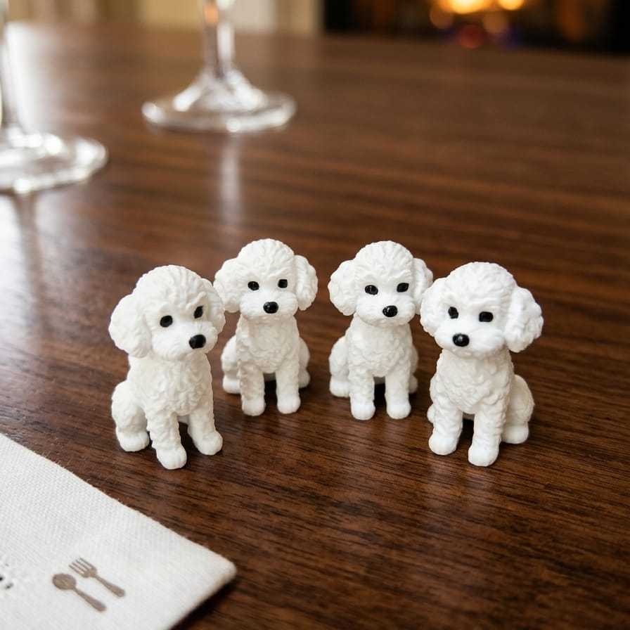 Kit 4 Miniaturas Pet Poodle – Decoração Luxo Impressão 3D