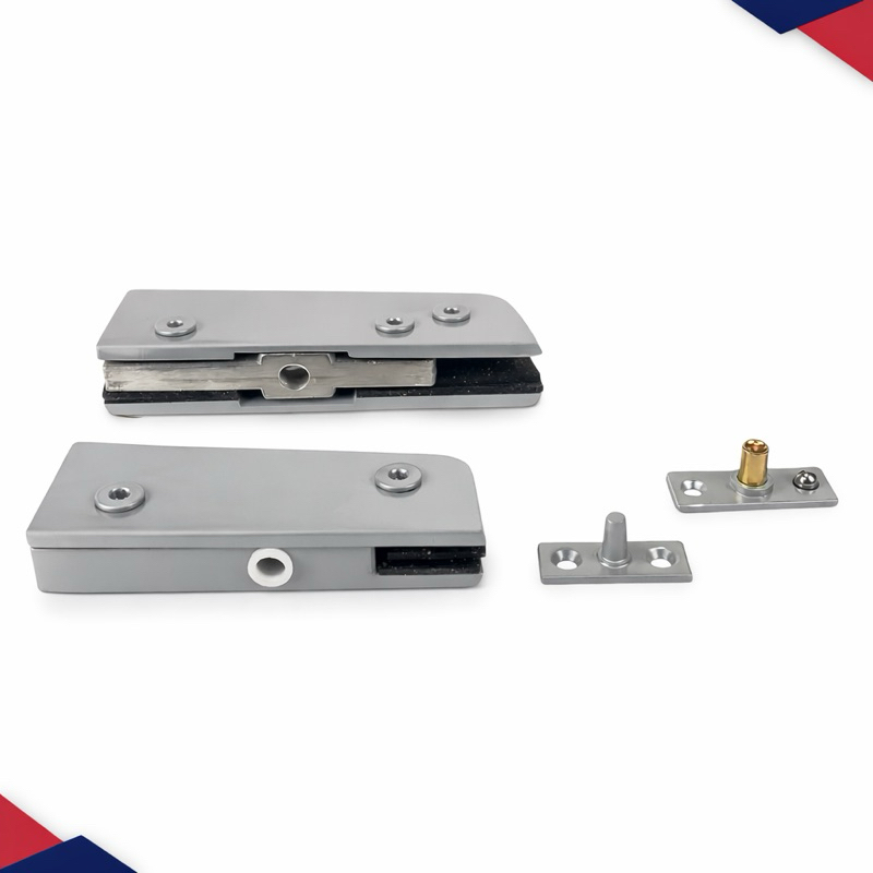 Kit Dobradiças Alumínio Porta de Vidro Pivotante 1101S + 1103S + Pivôs Reforçados