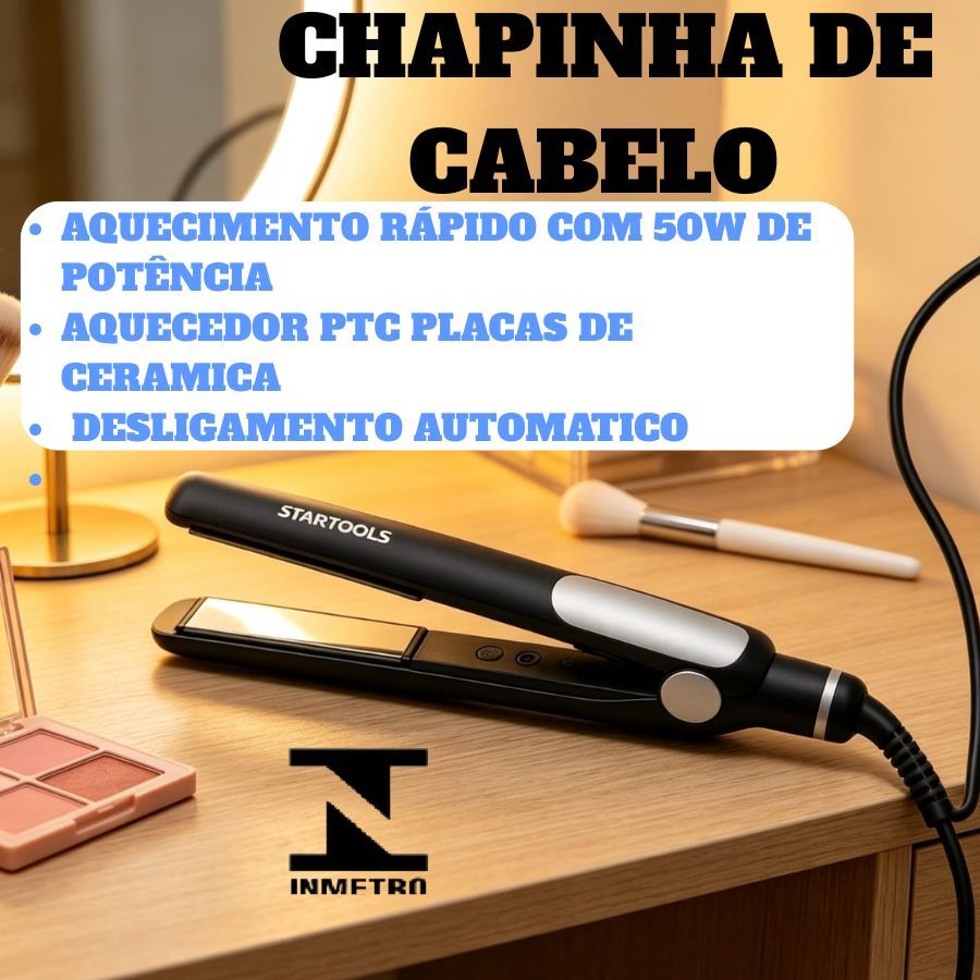 Chapinha De Cabelo Profissional Tecnologia Bivolt Startools  Placas Cerâmica 50W Auto Desligamento