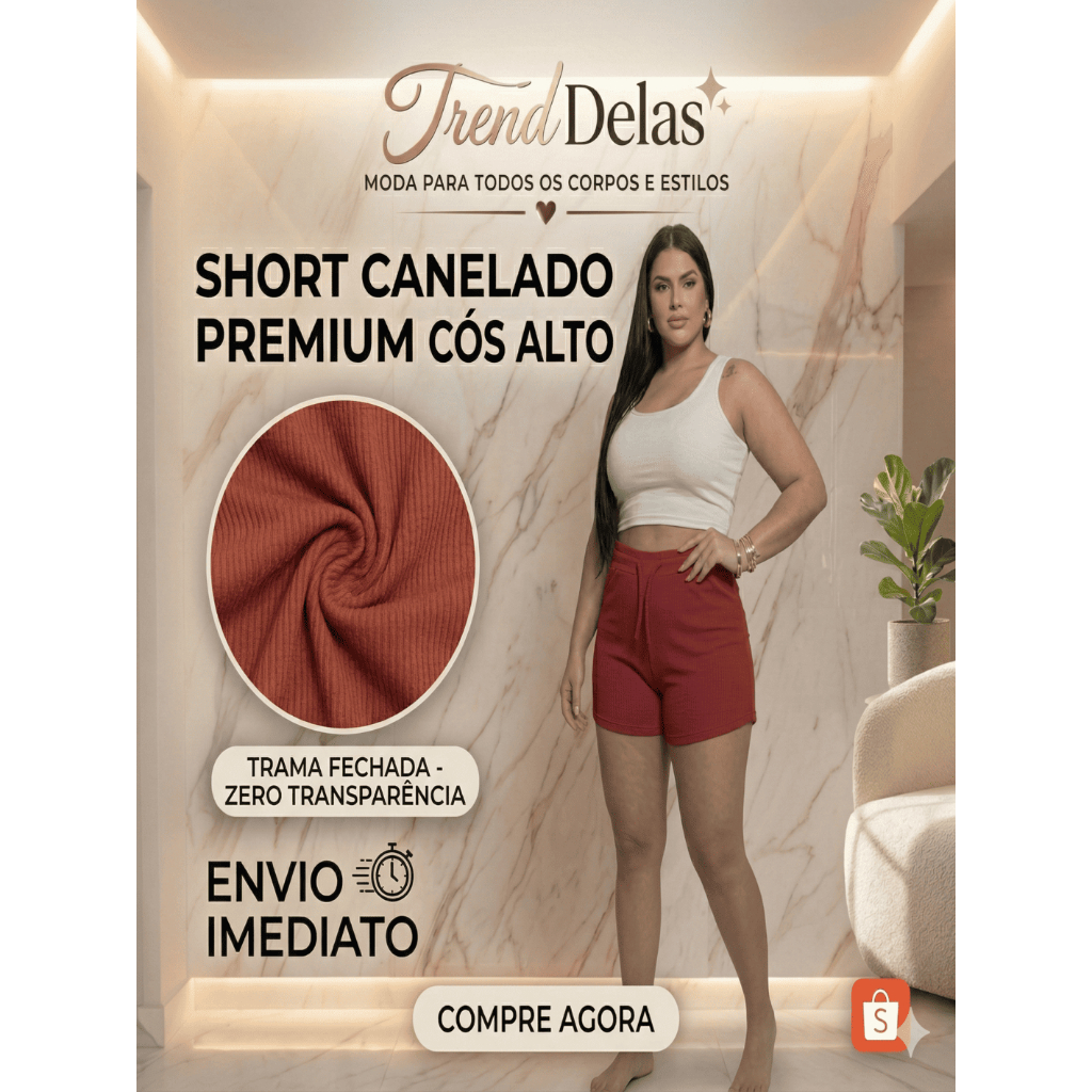 Kit 2 Shorts Feminino Canelado Premium Cintura Alta Levanta Bumbum Não Transparente
