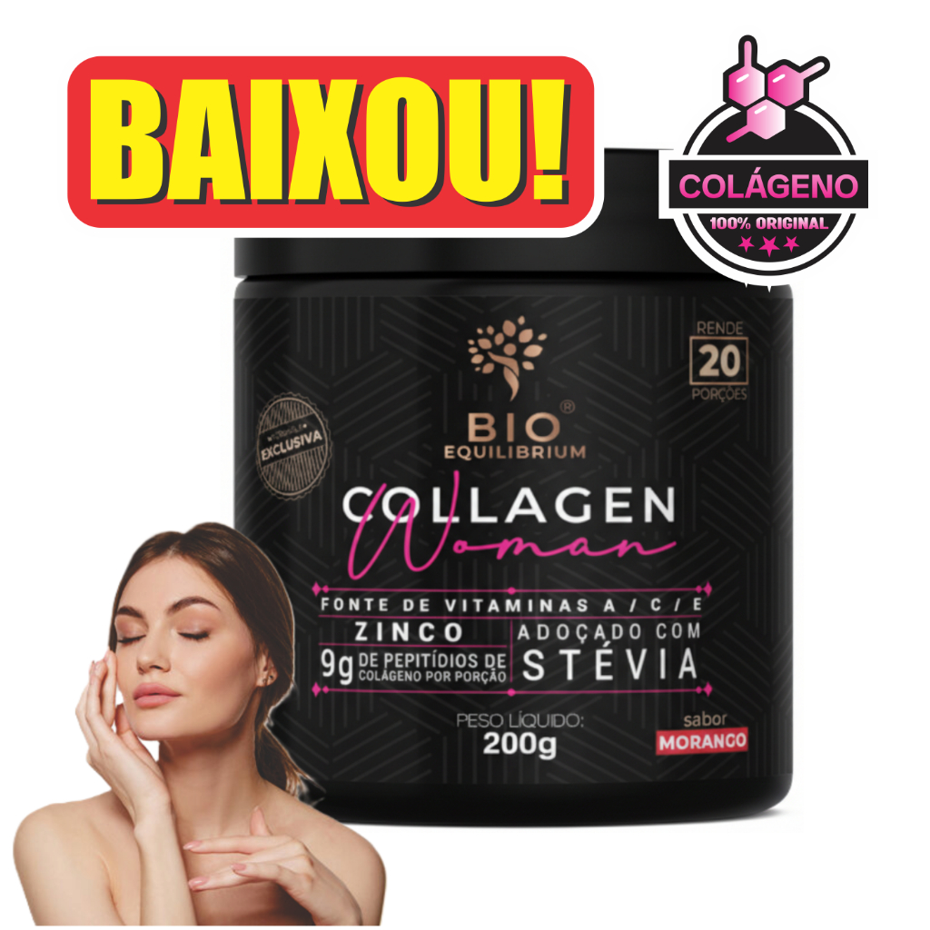 Colágeno para Pele Firme Collagen Women 200g | Com Vitaminas A, C, E | Sabor Frutas Vermelhas | Bio Equilibrium