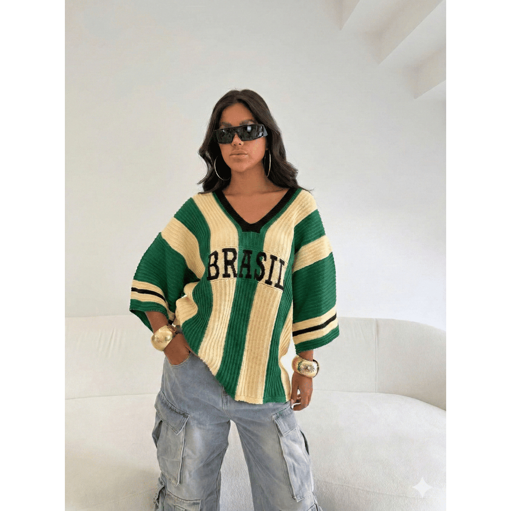 Blusão Feminino Copa do Mundo Sensação ALTA QUALIDADE Tricot Brasil Moda Inverno/Outono 2026
