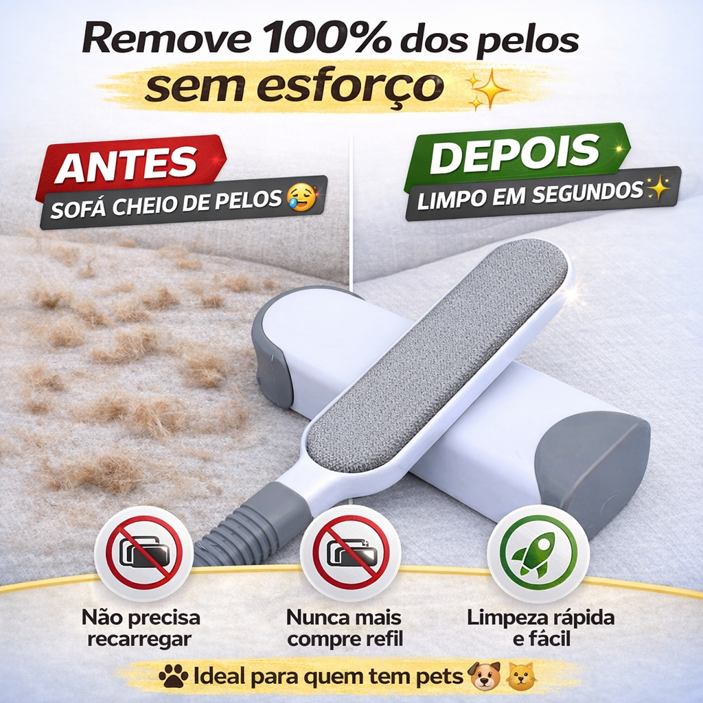Removedor de Pelos Gato e cachorro Pet Reutilizável – Limpa Sofá, Roupas e Tapetes Sem Esforço