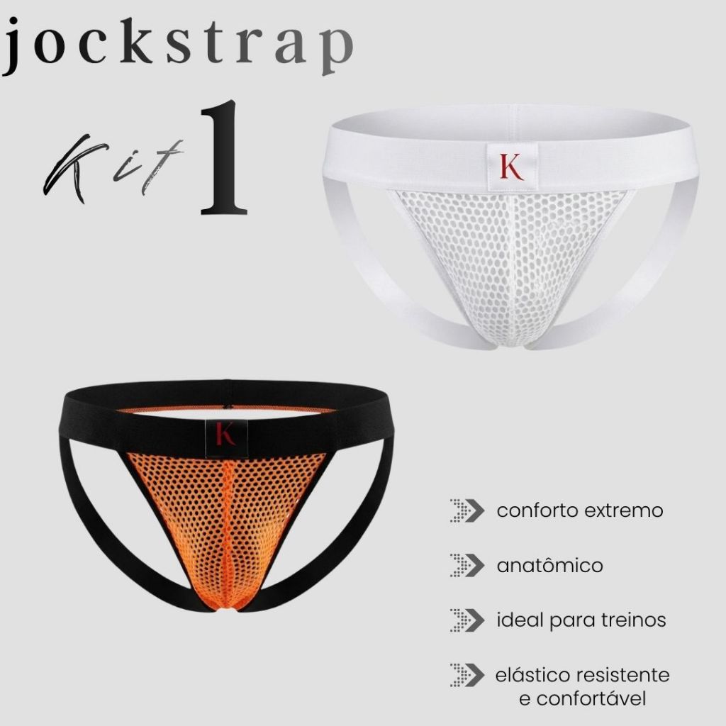Kit Cueca Jockstrap Tanga Furadinho Esportivo Vazado Fetiche Cavada Lingerie Masculino Suporte Atlético Treino