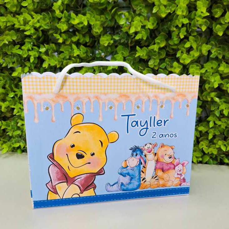 Sacolinhas surpresa Ursinho Pooh Personalizados/Lembrancinhas/Festa infantil/Aniversário/ sacola JÁ VAI MONTADA