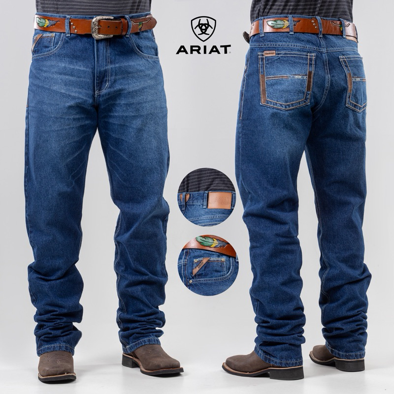 Calças country ARIAT rodeio exclusivas tecido grosso 100% algodão em Oferta na Shopee