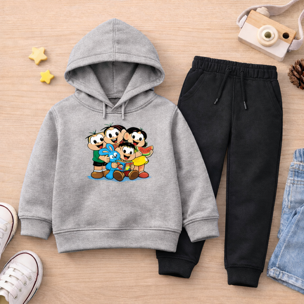 Conjunto Infantil Moletom Casual Estiloso Divertido Moda Inverno Conforto Algodão
