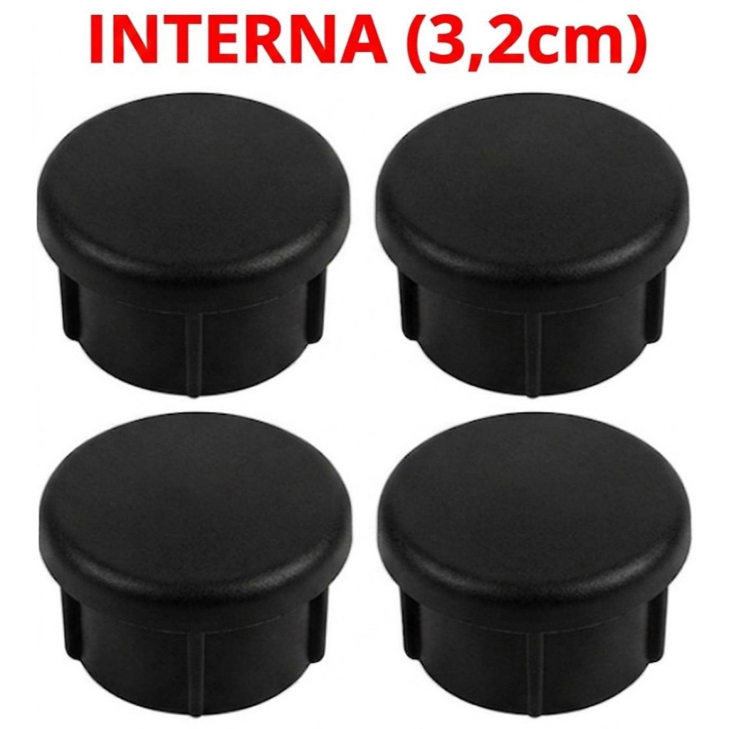 Kit 24 Ponteira Interna 1.1/4 Preta 32mm Pezinho Redondo Cadeira