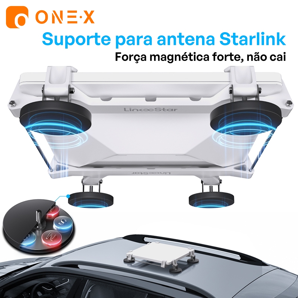 Suporte Imã Magnético P/ Teto De Veículos Para Starlink Mini HdoorLink Kit Com Ventosa Solar Janela Carro para Antena
