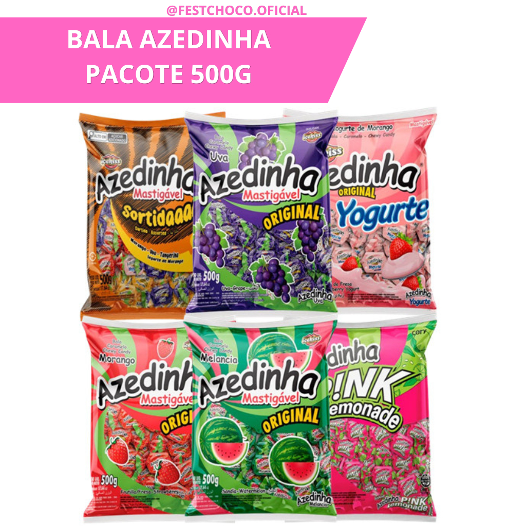 Balas Azedinhas Lilith Chita Mastigáveis Escolha o Sabor 500g - Cory Balas Classicas Antigo Sacolinha Surpresa