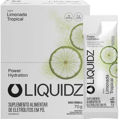 LIQUIDZ® - Eletrólitos Zero Açúcares - Sabor Limonada Tropical - Kit 1 Caixa - 14 sachês
