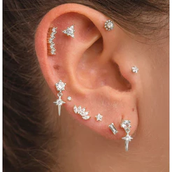 Kit 2/4/6 Peças Piercing Sortidos Para Orelhas/ Tragus /Cartilagem/Helix/Escolha o estilo