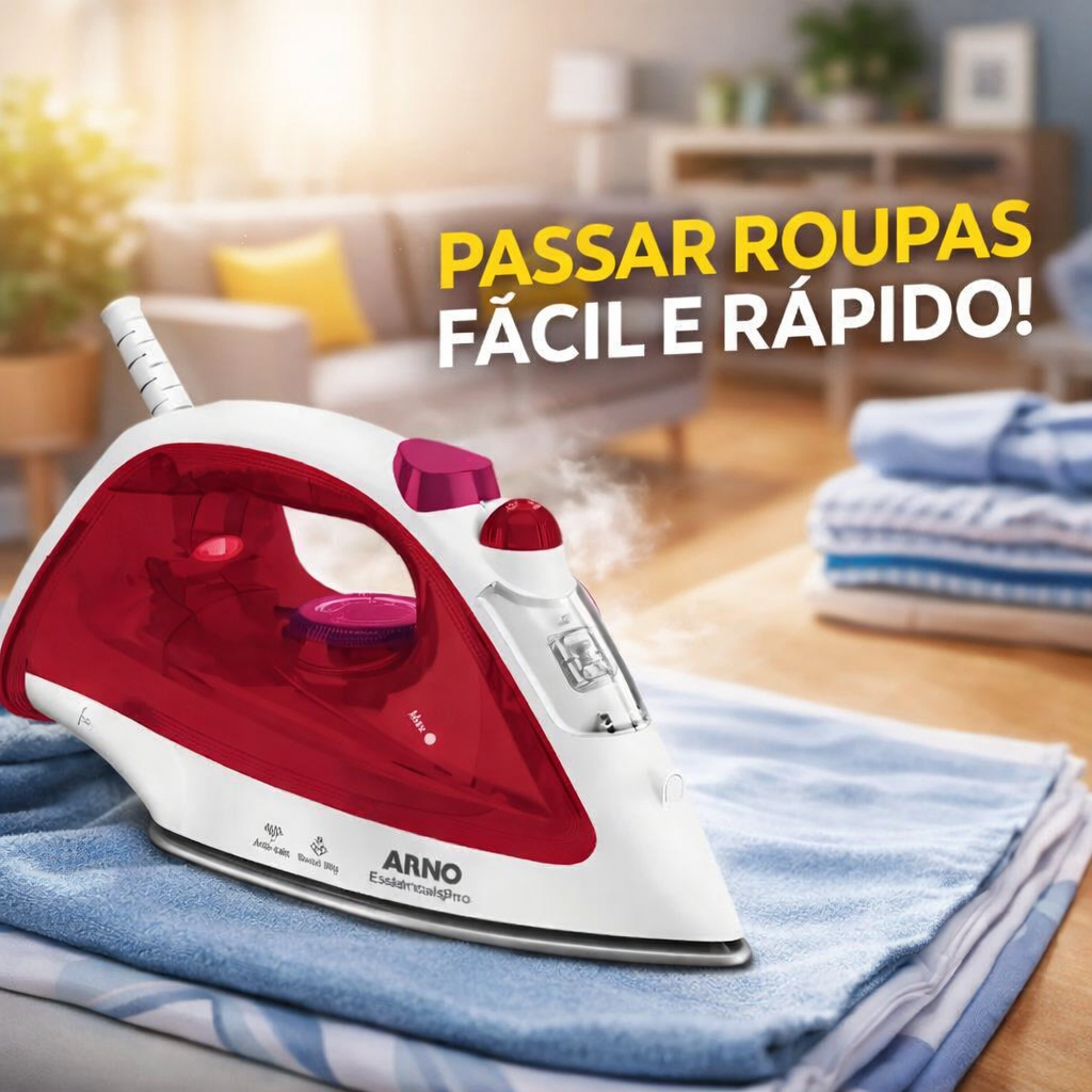 Ferro a Vapor Arno Essentialgliss 1200W 127V Base Antiaderente Original Alta Performance