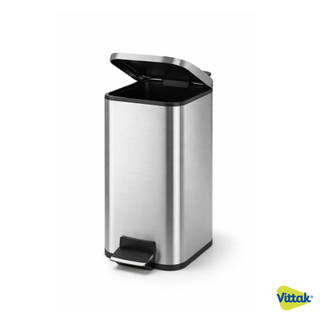 Vittak Lixeira Inox Línea 5L Com Pedal Fechamento Soft Close Para Banheiro Escritório