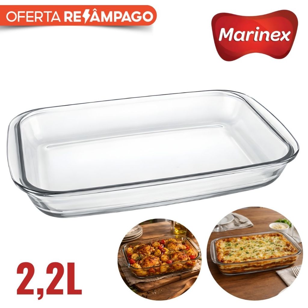 Forma Assadeira Media Retangular 2,2L Nadir Marinex Lasanheira Travessa
