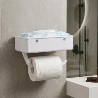 Porta Papel Higiênico Banheiro Multiuso Com Suporte Para Celular e Lenços Premium