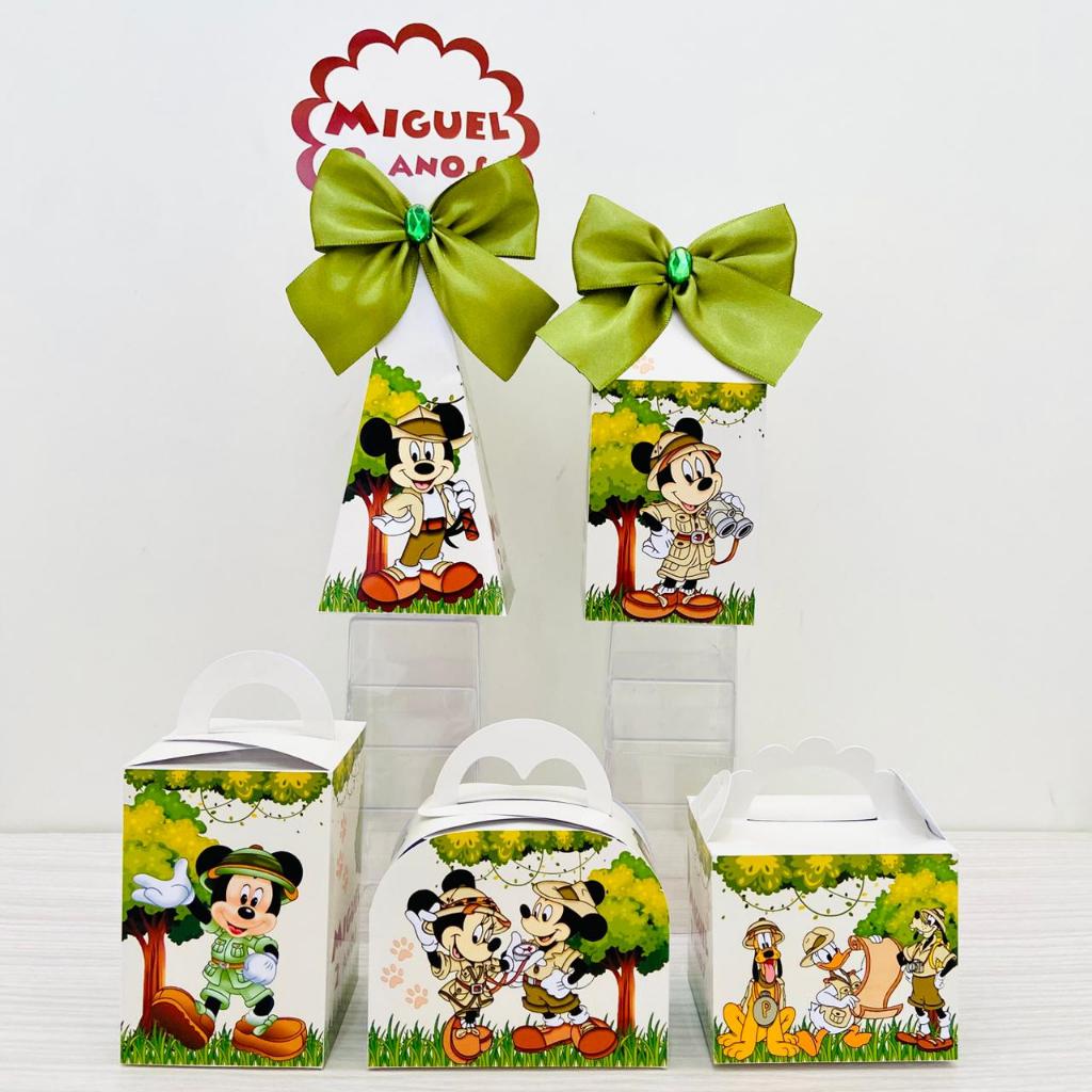 Kit Caixas Mickey Safari Personalizada / Kit Festa Mickey Safari / Lembrancinha de Festa / Aniversário Infantil