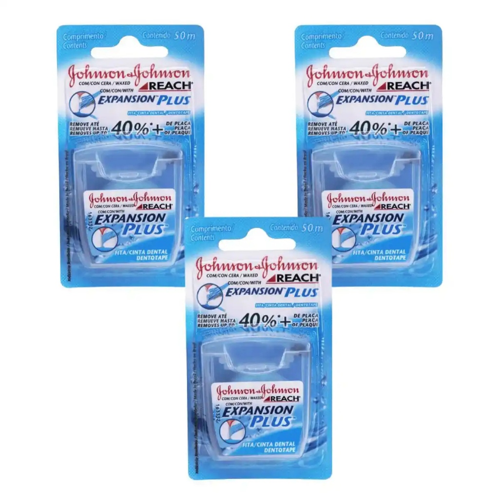 Kit 03 Fio Dental Reach Expansion Plus 50m Johnson