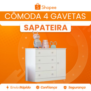 Cômoda 4 Gavetas com Porta Sapateira Doce Sonho Qmovi