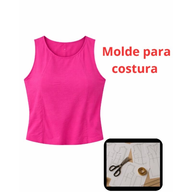Molde impresso Blusa Regata Feminina para Costura- MODELAGEM EM PAPEL