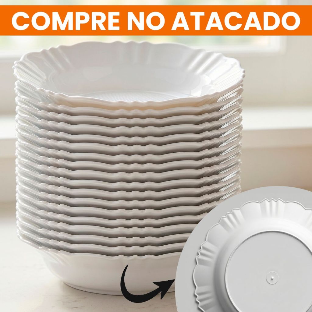 Kit Pratos Pétala 5 10 20 25 30 Unidades Plástico Grosso Reforçado Alta Qualidade
