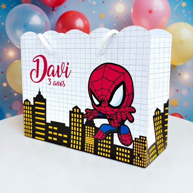 Sacolinha HOMEM ARANHA BABY Personalizada / Bolsinha Lembrancinha Aniversário / (PEGUE E MONTE)