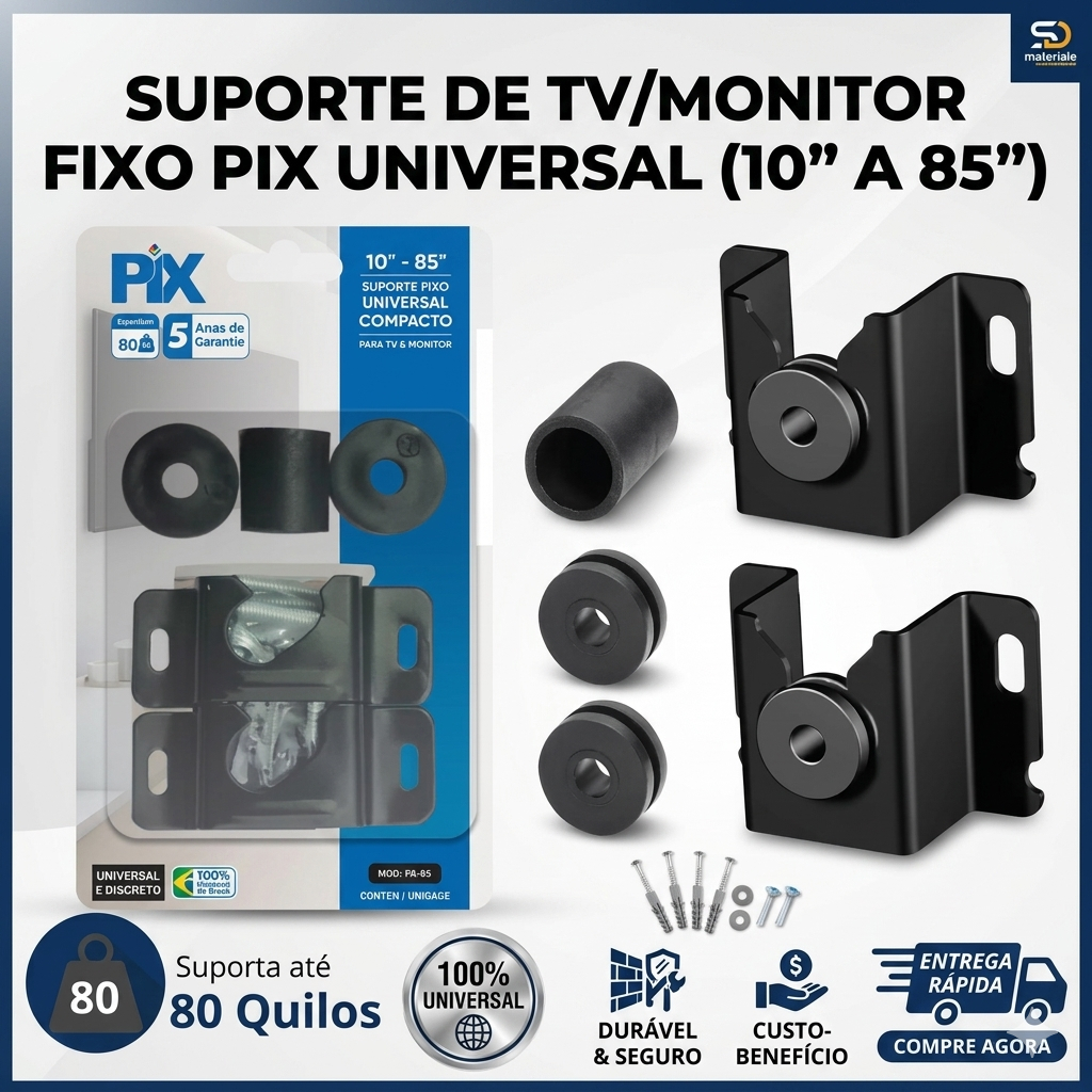 Suporte para TV Universal Fixo, Monitor e Led - 10 a 100 Polegadas