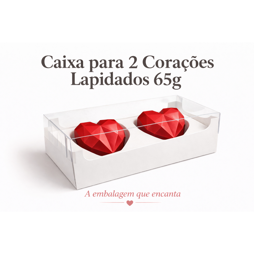 Caixa coração Lapidado, trufado 65g. 2 corações. Caixa Dia dos namorados Kit 10/20/30 un
