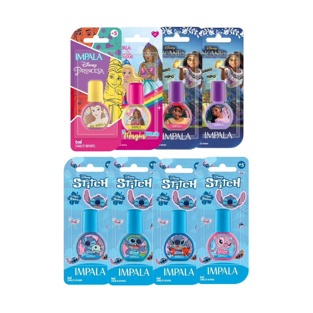 Kit Esmalte Infantil Stitch Encanto Princesa Impala Disney