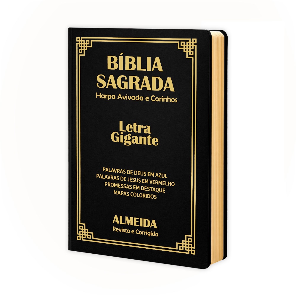 Biblia Sagrada Letra Gigante Luxo Popular - Preta - Com Harpa - RC
