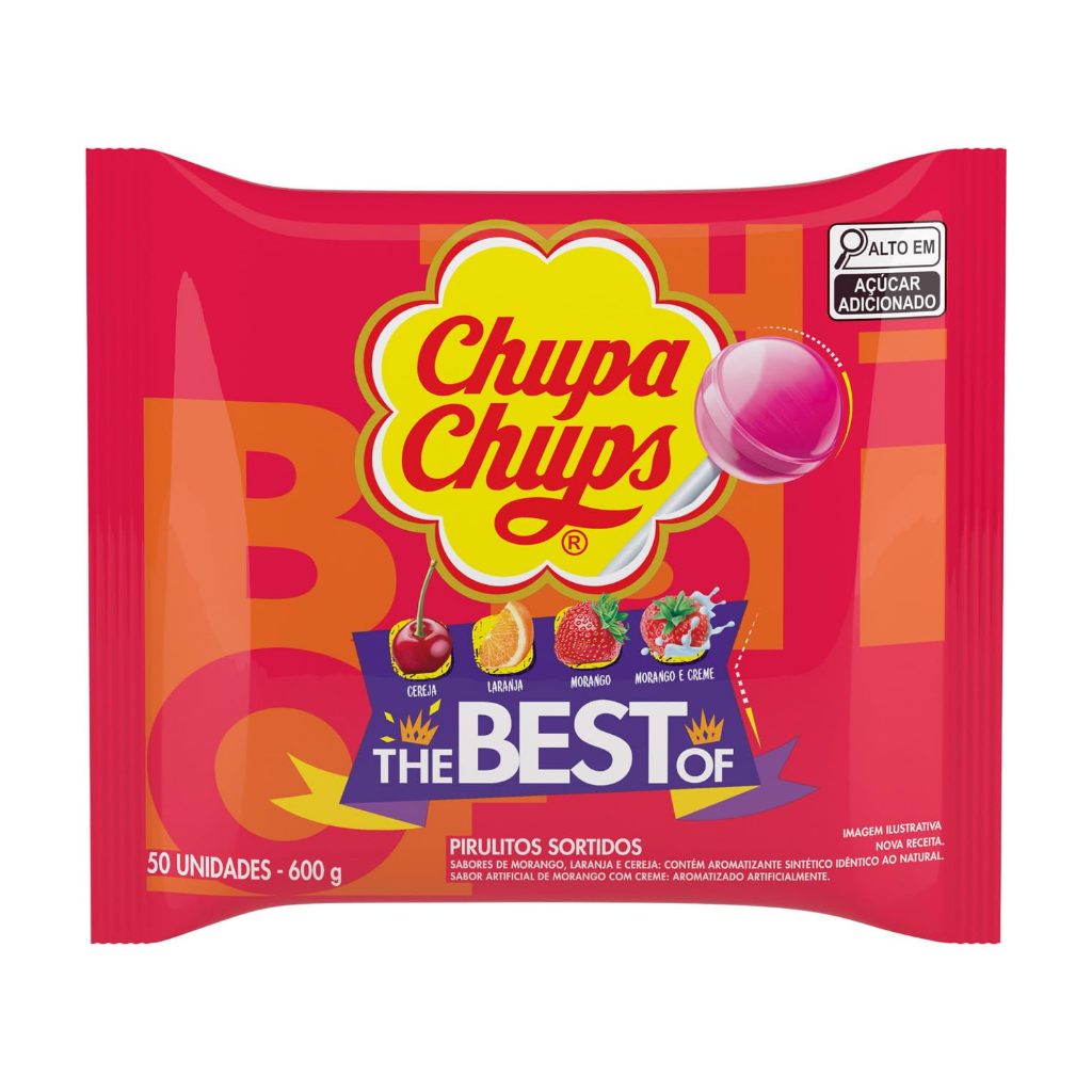 Pirulito Chupa Chups - Corantes Naturais - Sabores Sortidos. 50 unidades.