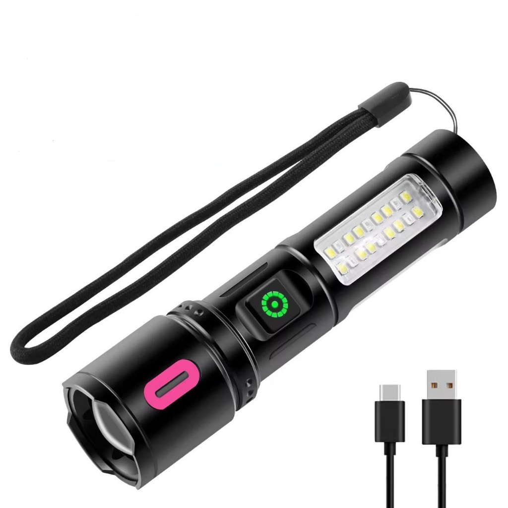 Lanterna Tática LED Recarregável 6 em 1 Potente 6 modos à Prova d’Água