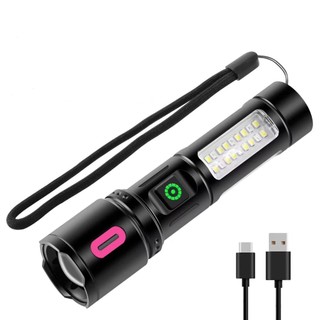 Lanterna Tática LED Recarregável 6 em 1 Potente 6 modos à Prova d’Água