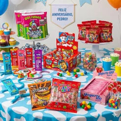Kit Festa Fini Aniversário Surpresa 30 Sacolinhas Chiclete Lembrancinhas Guloseimas Doces