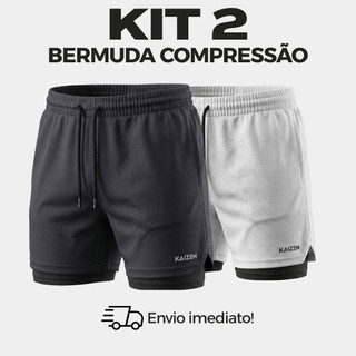 kit 2 bermudas academia shorts 2 em 1  para treinar esporte fitnes MOVE FIT