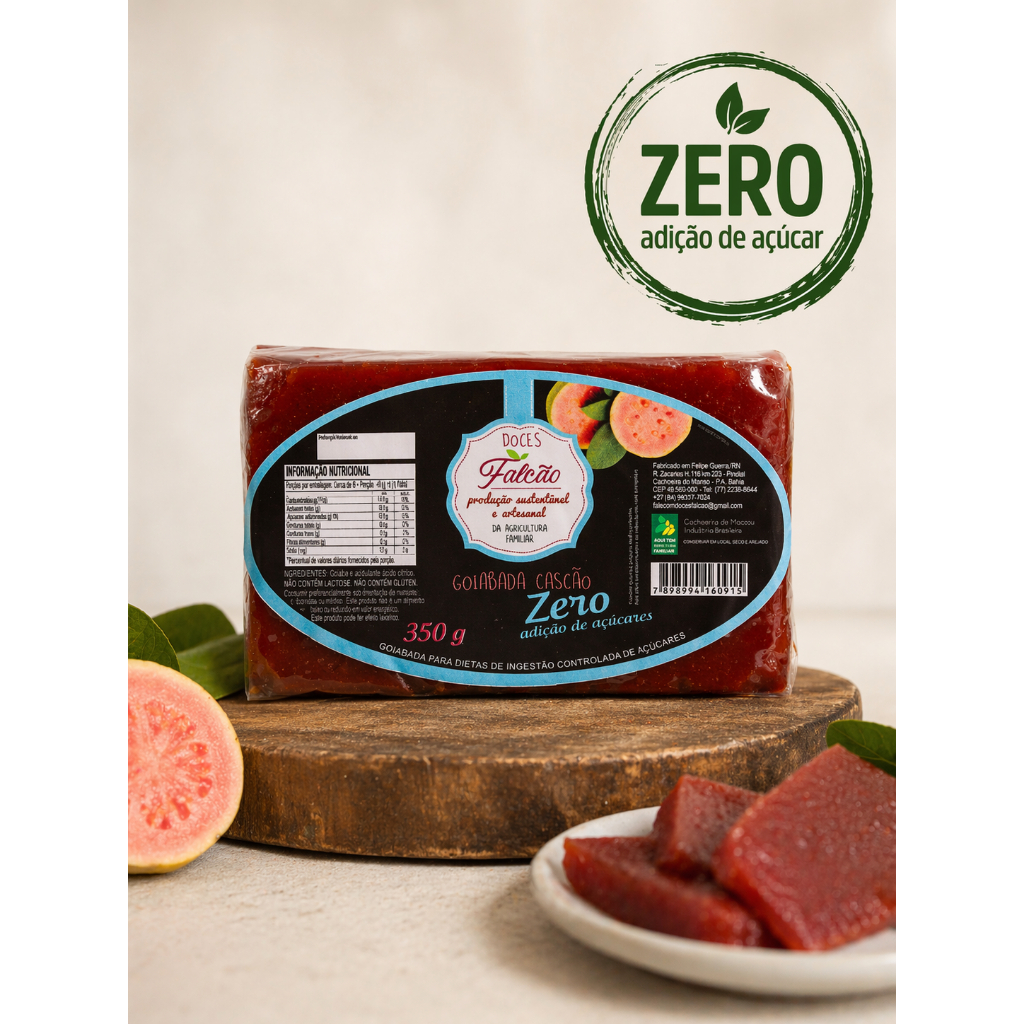 Goiabada Cascão Artesanal com Pedaços da Casca Zero Açúcar Diet 350g – Doce Caseiro da Roça
