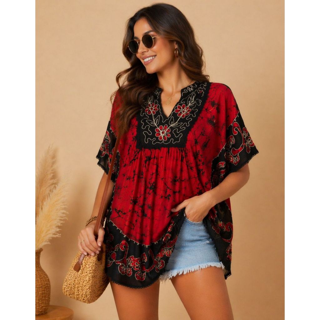 Bata kaftan Feminina Bordada saida Praia Vestido Indiano