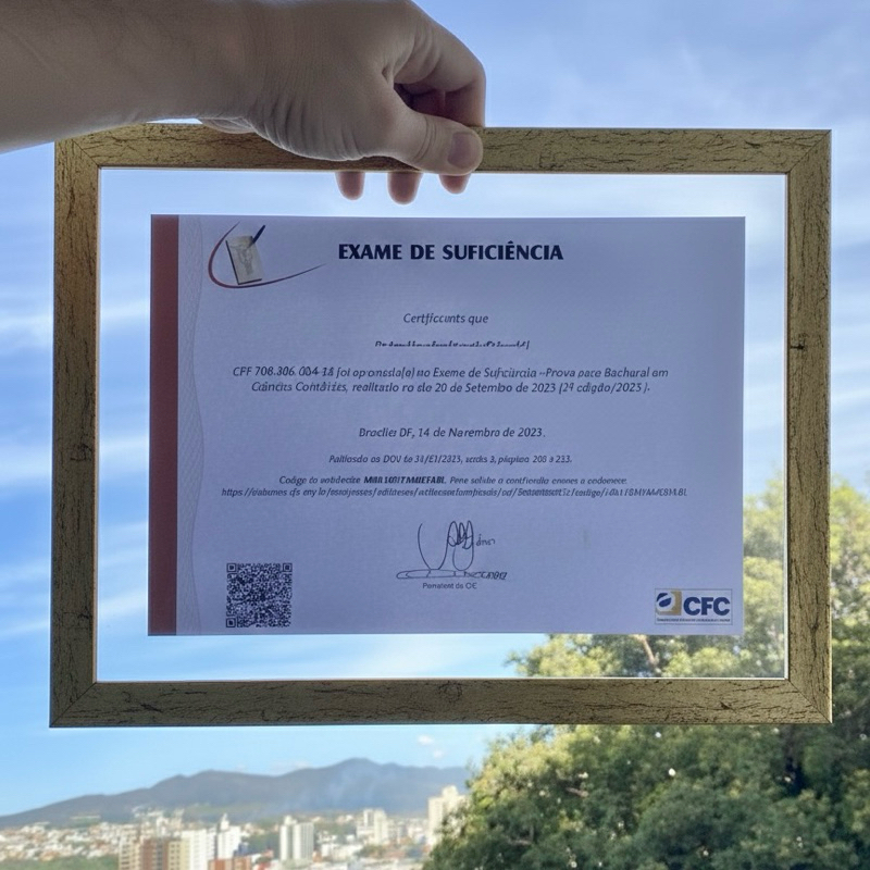 Moldura com 2 vidros para certificados, fotos, diplomas e documentos em geral
