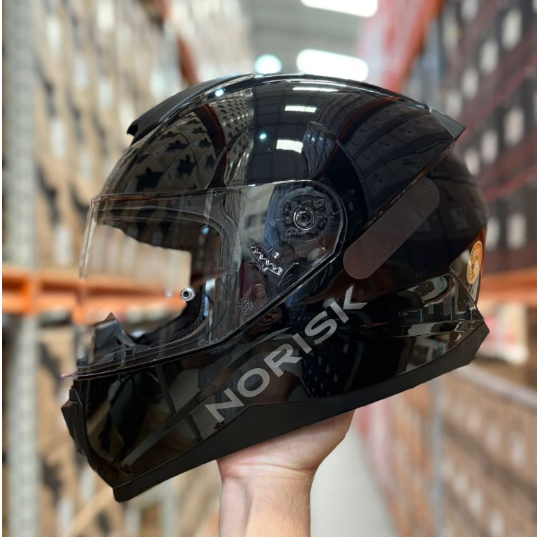 Capacete moto Norisk Razor Solid Preto Brilhante + Narigueira Integral Masculino Feminino Original