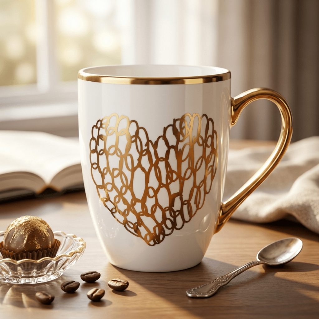 Caneca Porcelana 300ml Dourada Luxo - Strong / Xícara Estampa e Listra / Café, Chá / Mesa Posta em Oferta na Shopee