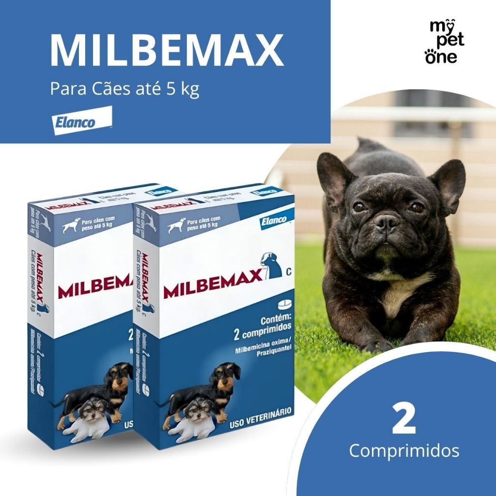 Kit 2 Milbemax C para Cães até 5 Kg Elanco Vermífugo - 2 Comprimidos