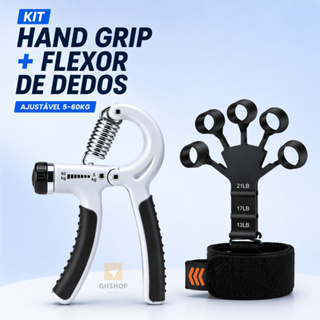 Kit Hand Grip de Dedo + Flexor de Punho Ajustável Exercício Para Mãos Fisioterapia Treino Antebraço em Oferta na Shopee