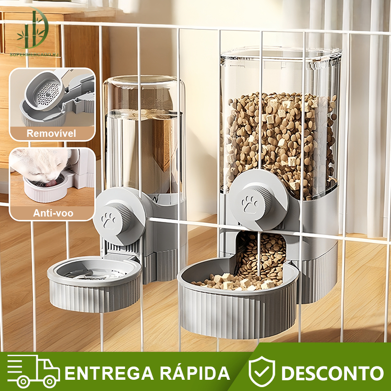 Dispensador de água suspenso para gaiola de pets, alimentador e bebedouro automático Com Visor De Ração