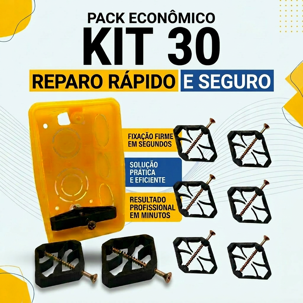 Kit Reparo Salva Caixinha Abas Tomada Luz 4x2 Expansível Compacto Reparo caixa 4x2