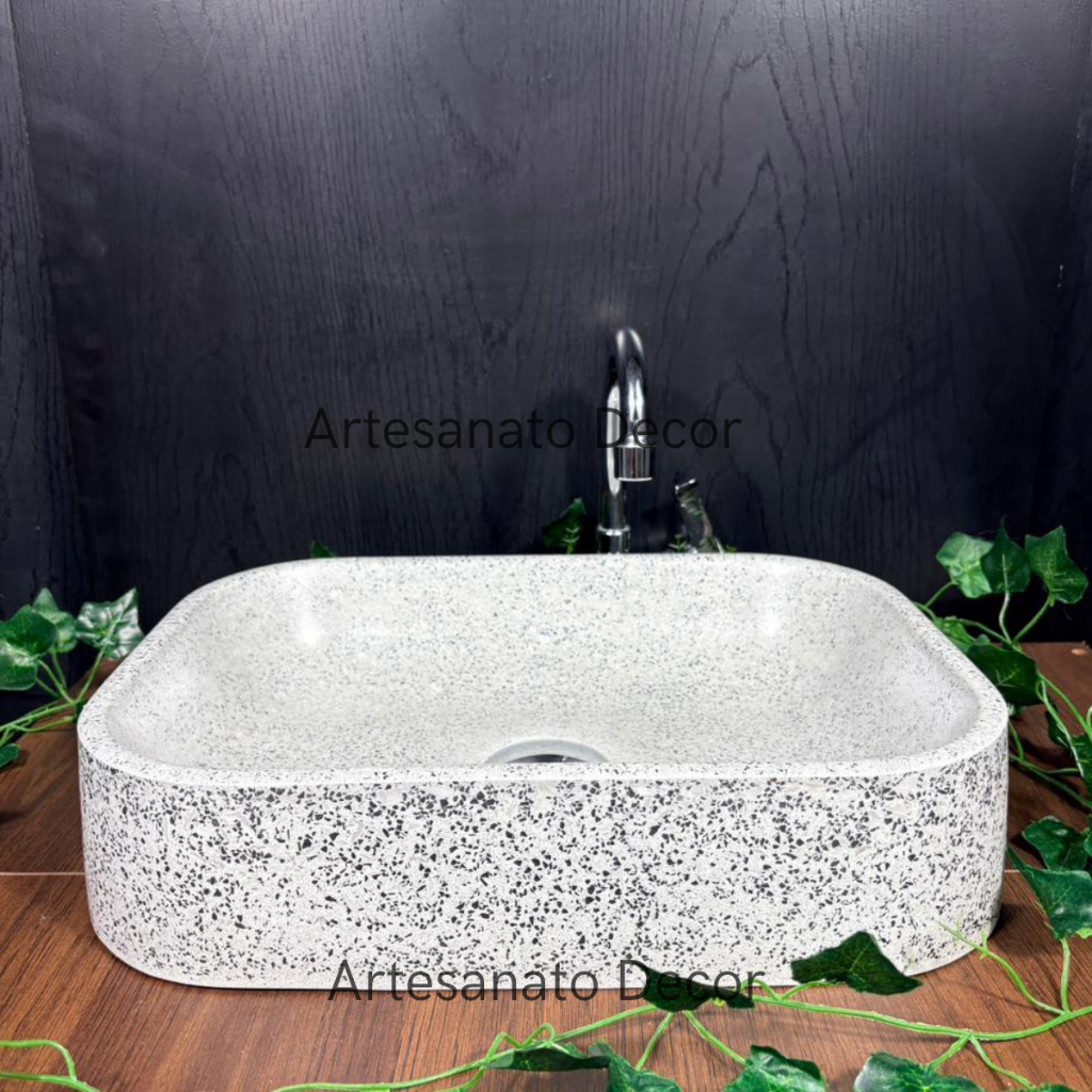 Cuba Para Banheiro Pia De Apoio Retangular Granilite Delicado Lavabo Sobrepor