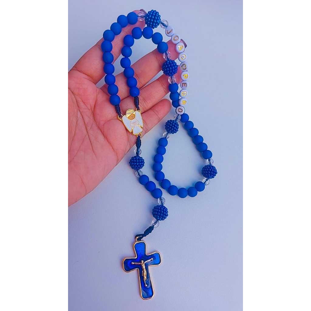 Terço personalizado exclusivo com NOME - Batizado - Crisma - Eucaristia - Terço Masculino - Terço Infantil