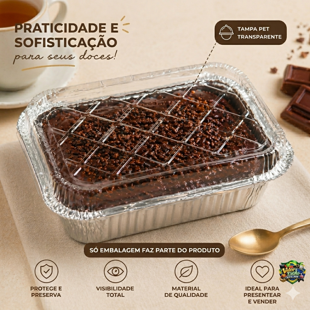 Mello Marmitinha de alumínio com Tampa PET 220 ml kit 10 a 100 Marmitinhas ideal para bolos, doces — imagem 2 de 2
