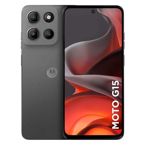 Smartphone Moto G15 256GB Grafite Vegan Leather Tela 6.7 Câmera Dupla 50MP Selfie 8MP Dual Chip Android 15 com NFC