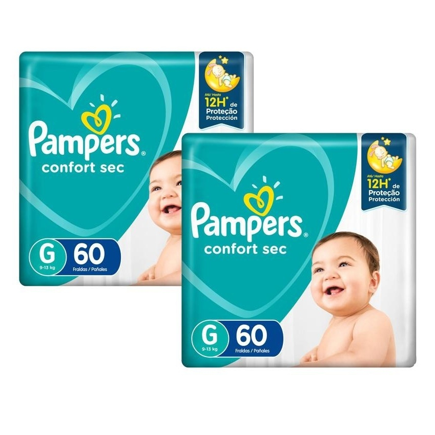 Kit 2ptes Pampers Confort Sec G 60un Cada